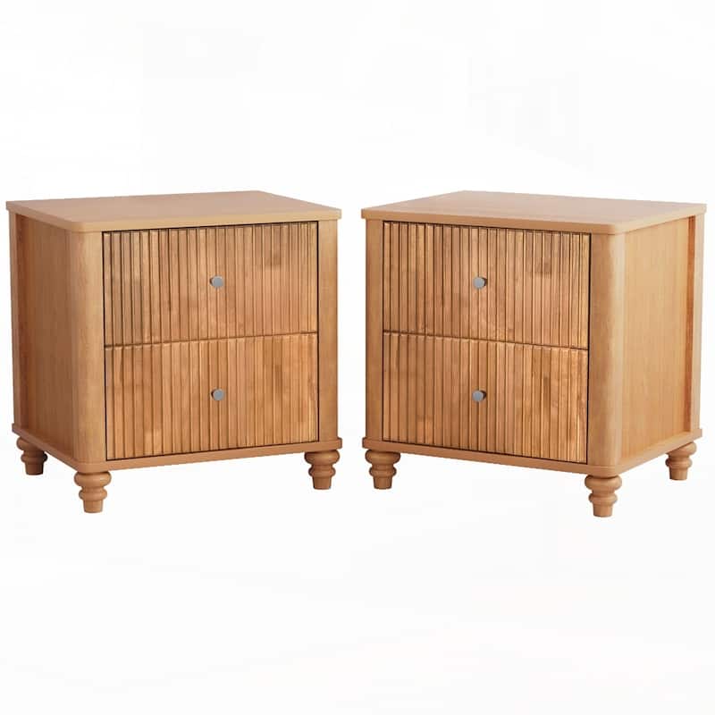 Wood NightStand with Metal Handle