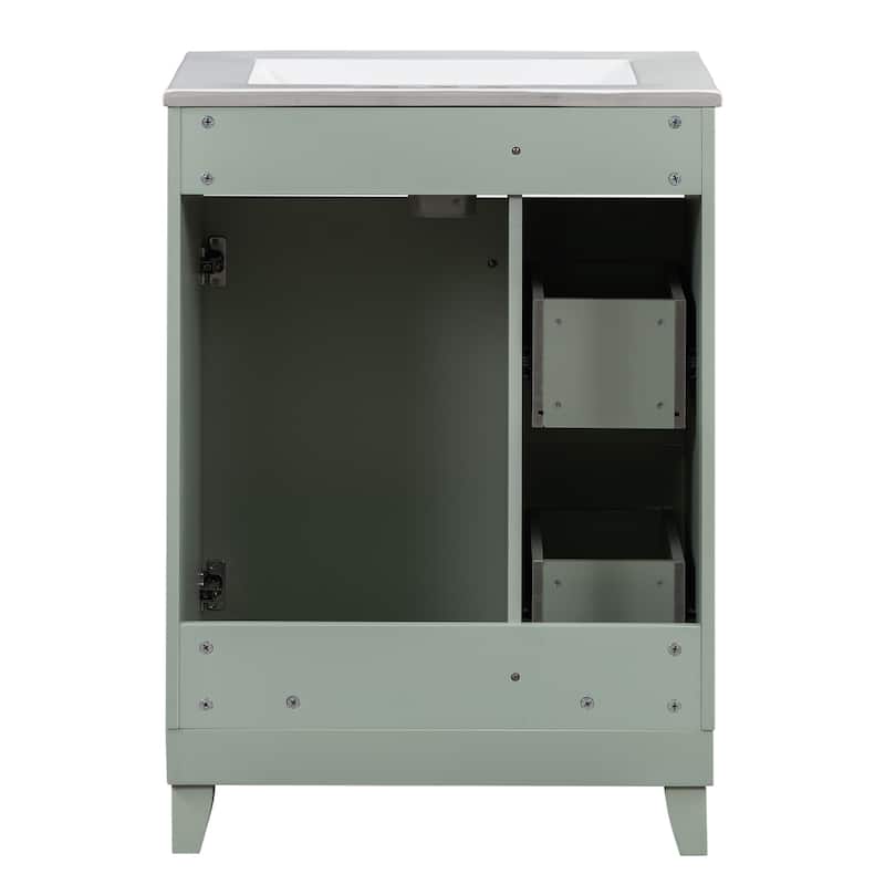 Roomfitters 24" Bathroom Vanity with Ceramic Sink, Storage Cabinet with 2 Drawers and 1 Soft-Close Door
