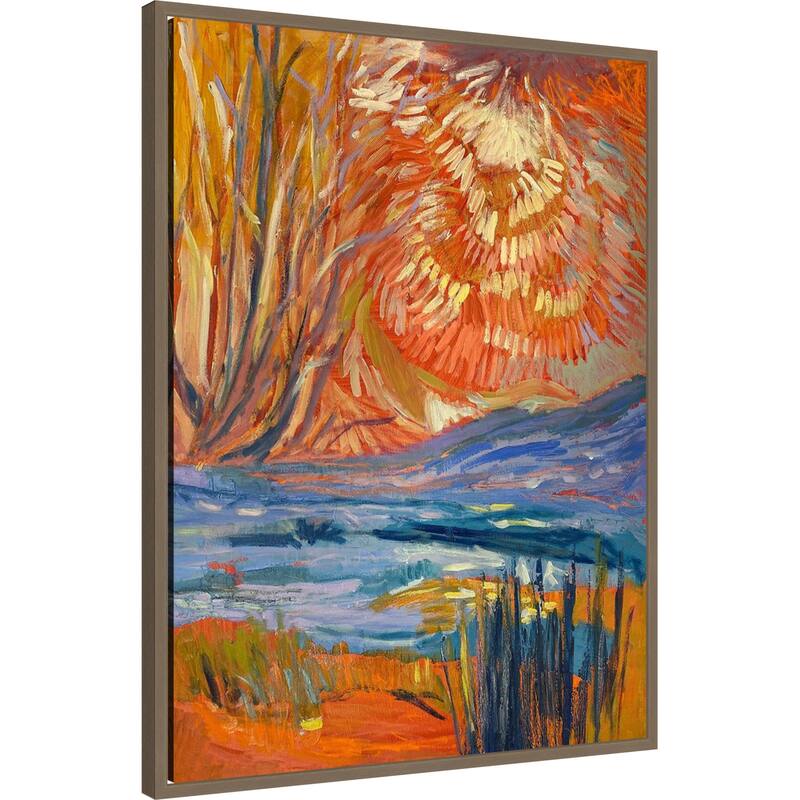 Cadmium Winter Solstice II by Dorothy Fagan (23 x 30 in.), Framed Canvas Wall Art Print - Sylvie Dark Gold