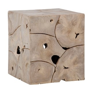 Scarlett Square Root Block Style End Table, Bleached Teak