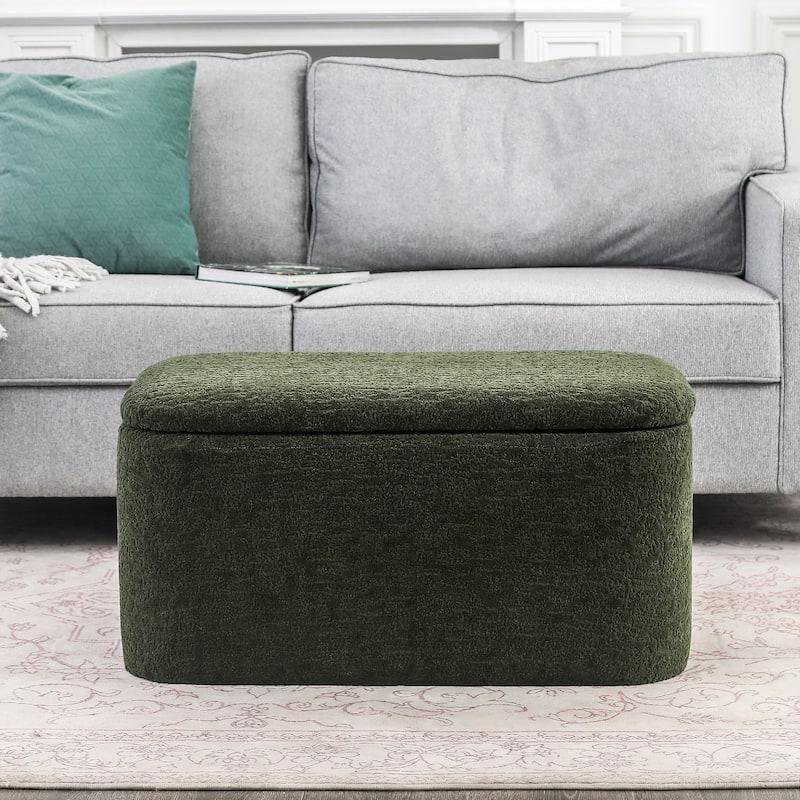 Adeco Storage Ottoman Bench, 31" Storage Bench for Bedroom Living Room