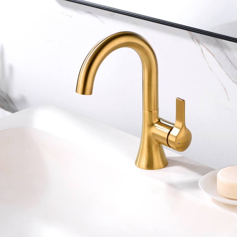 Luxier BSH11-S Single Handle Single Hole Bathroom Faucet with Drain