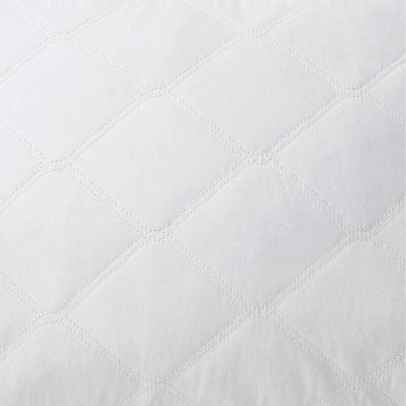 Medium Goose Feather Down Pillow with Quilted Cotton Cover Set of 2 - White