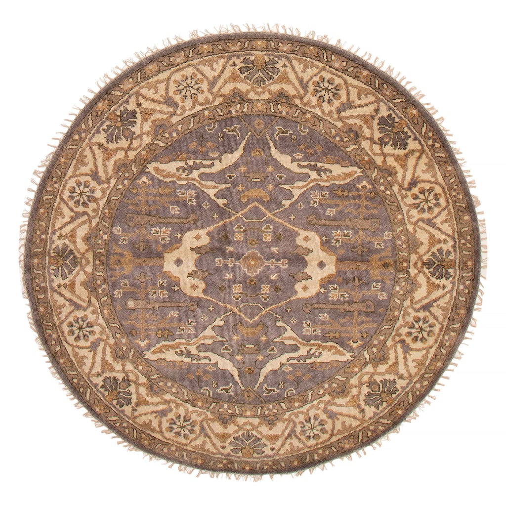 ECARPETGALLERY Hand-knotted Royal Oushak Grey, Purple Wool Rug - 7'0 x 7'0