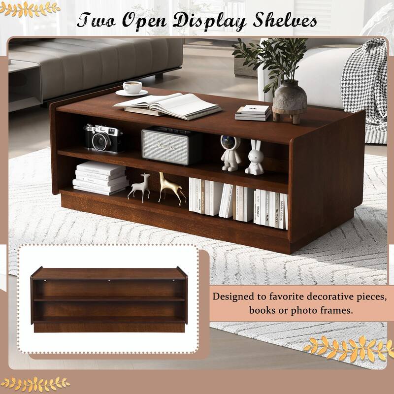 47.2" Modern Rectangle Coffee Table with 4 Drawers and 2 Display Shelves