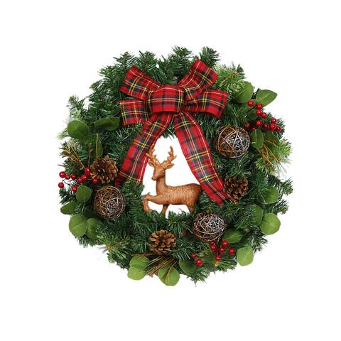 24" Christmas Wreath with Deer