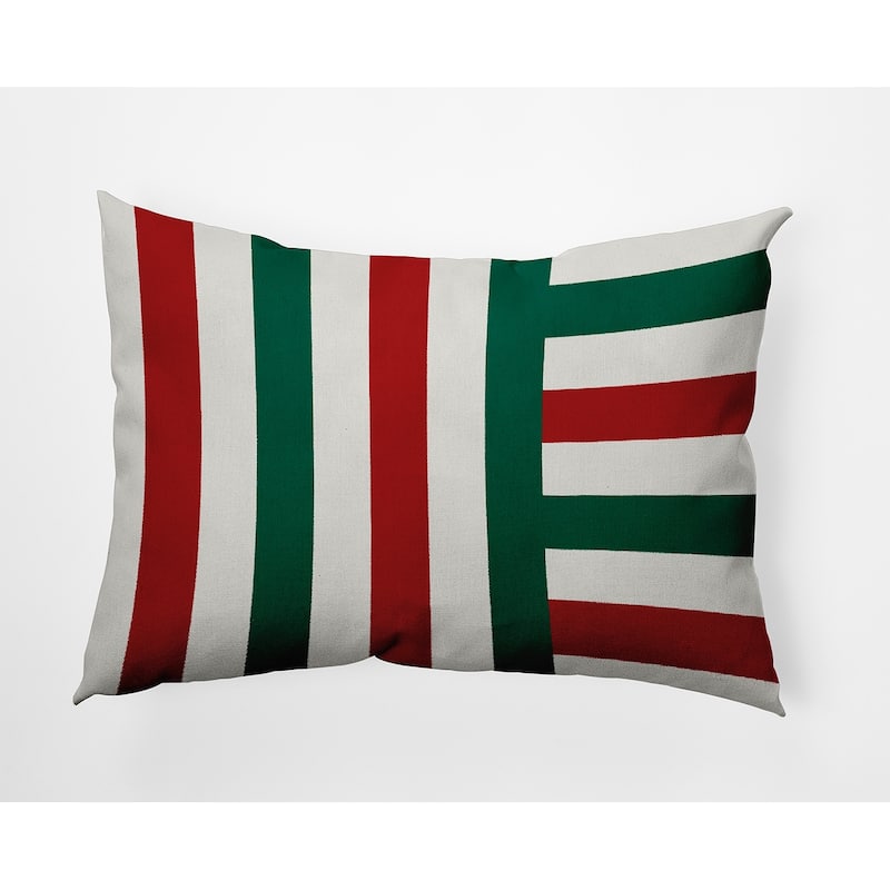Christmas Stripes Accent Pillow - 14" x 20" - Forest Green