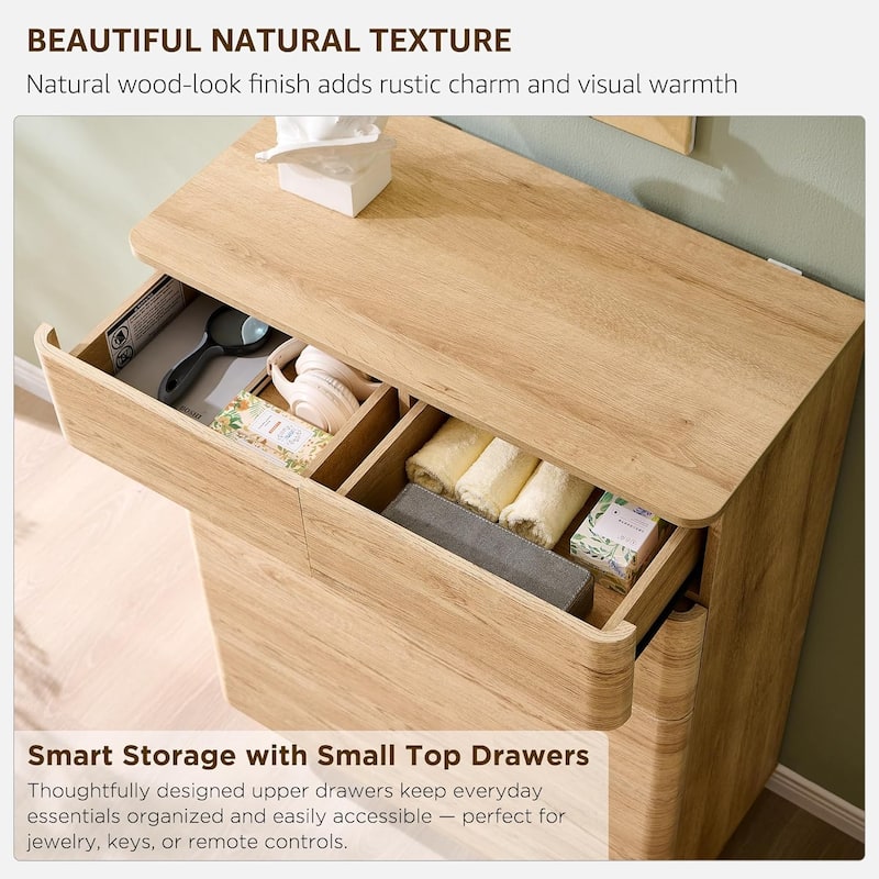 Modern 6 Drawer Dresser for Bedroom, Handle-less Wooden Dressers