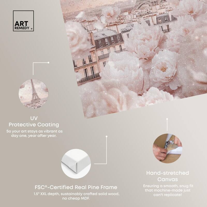 Raining Petals in Paris Canvas by Art Remedy, Gallery Wrapped