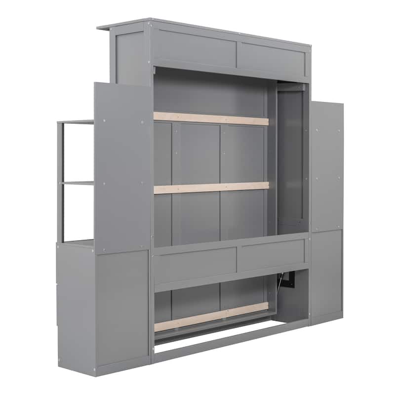 Queen Murphy Bed with Shelves, Drawers & LED Lights