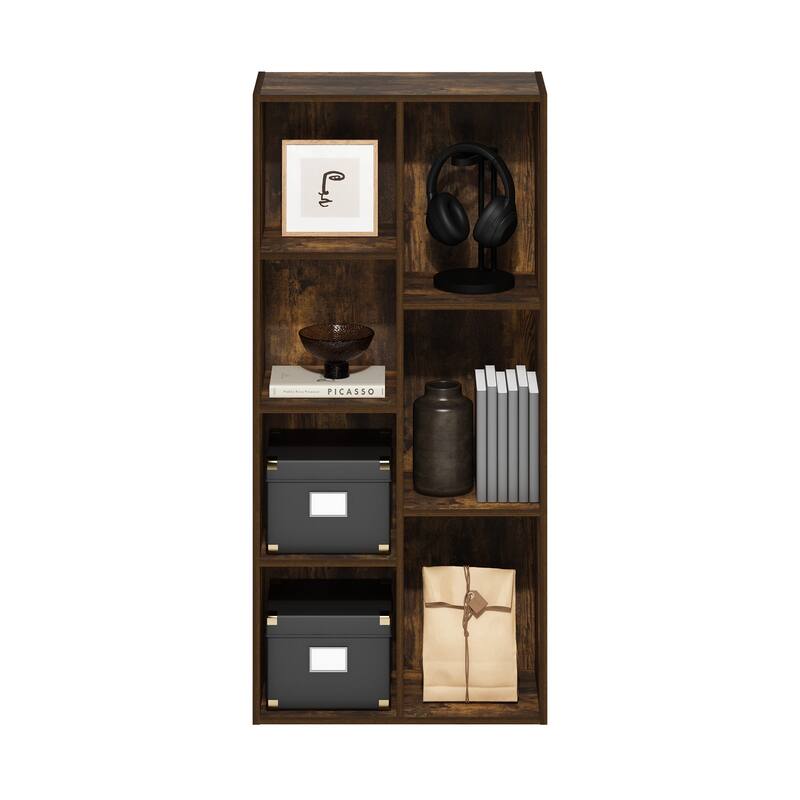 Furinno Luder 7-Cube Reversible Open Shelf, Blackwood