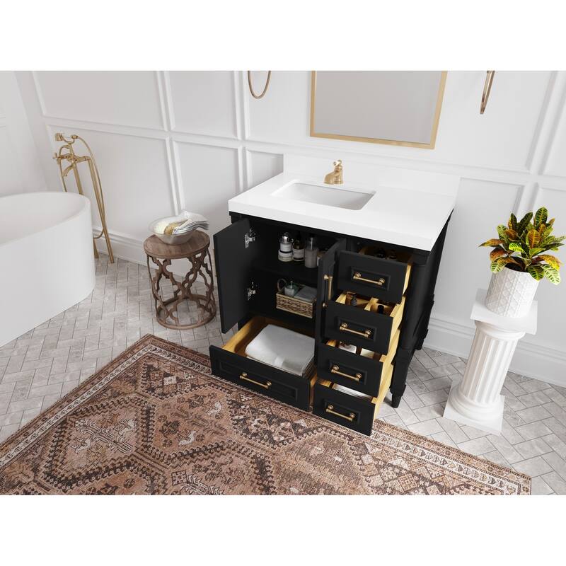 Willow Collections 36 in. W x 22 in. D Aberdeen Left Offset Sink Bathroom Vanity with Countertop