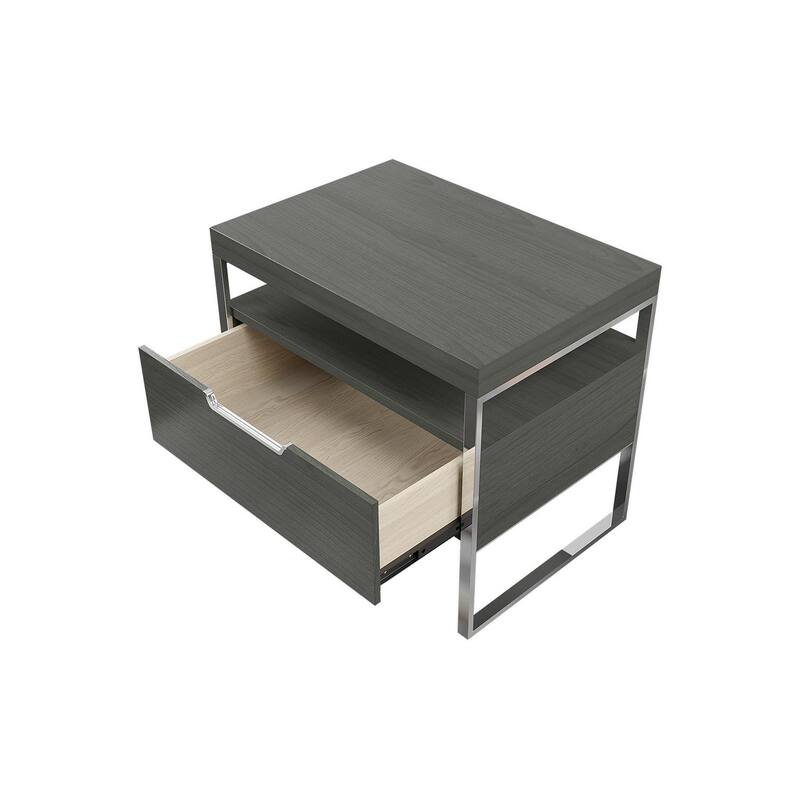 Vant Wooden Night Stand - Grey - Silver Leg
