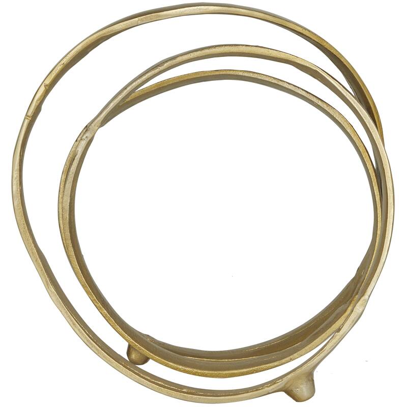 Aluminum Metal Abstract Looped Decorative Sculpture - Silver, Gold, Black - Roche River Decor