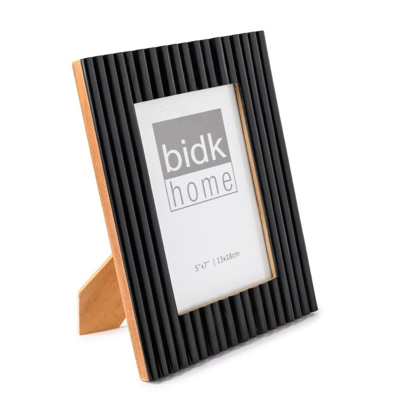Rectangular Ridged Picture Frame - for 5" x 7" Photo - Black - 5-inchx7-inch