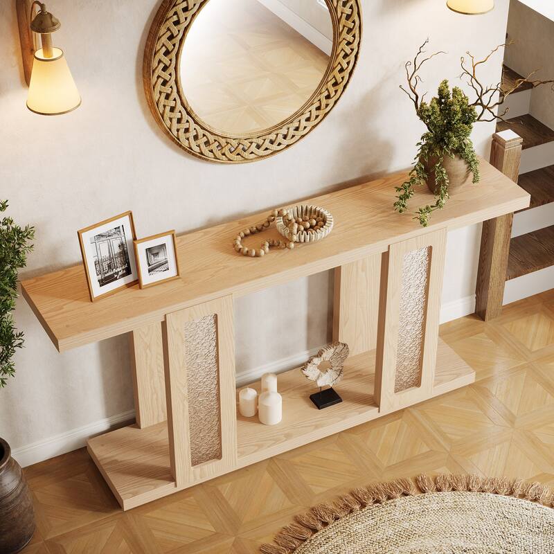 71 Inches Sofa Table with Acrylic Legs for Hallway - 13.8" W x 70.9" L x 35.4" H
