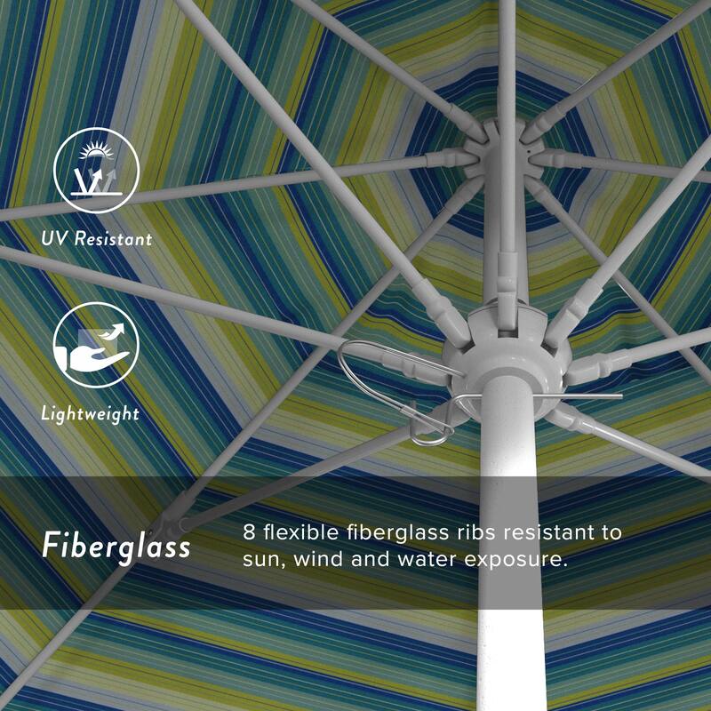 California Umbrella 75' Venture Series Patio Umbrella, White Aluminum Pole Fiberglass Ribs Push Lift Sunbrella