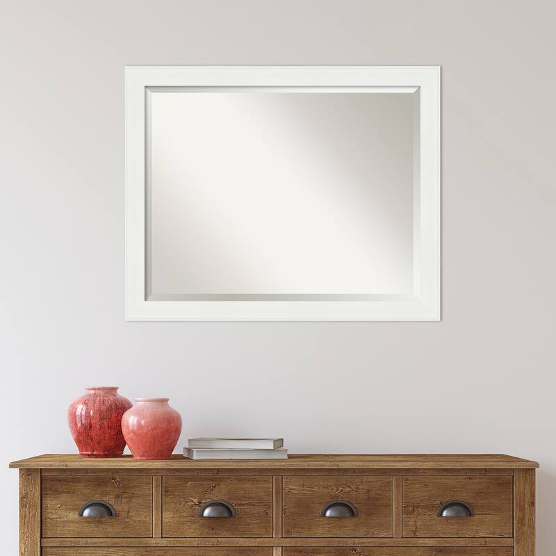 Beveled Wall Mirror - Vanity White Narrow Frame - Vanity White Narrow
