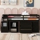 preview thumbnail 64 of 76, Twin/Full Size Loft Bed with Retractable Writing Desk and 3 Drawers, Wooden Loft Bed Frame w/ Storage Stairs & Shelves for Kids