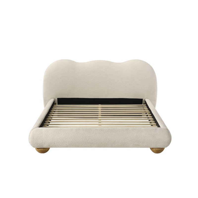 Furniture of America Nilo Modern Fabric Upholstered Platform Bed with Curved Headboard