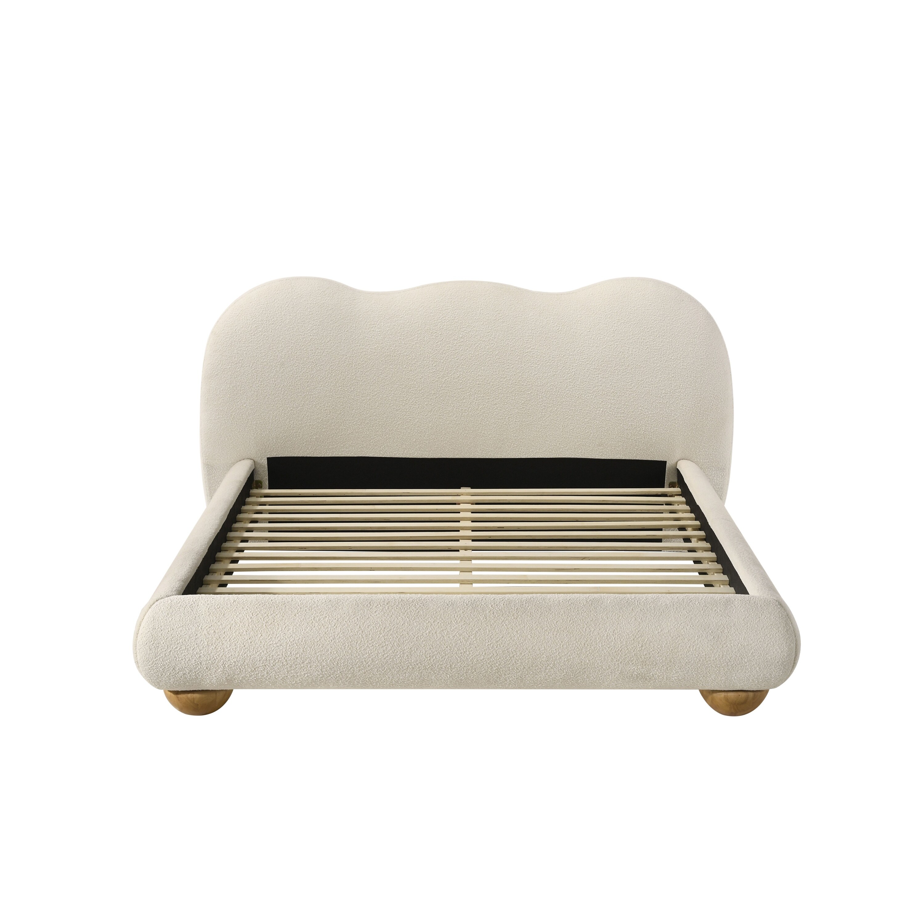 Furniture of America Nilo Modern White Boucle Upholstered Platform Bed