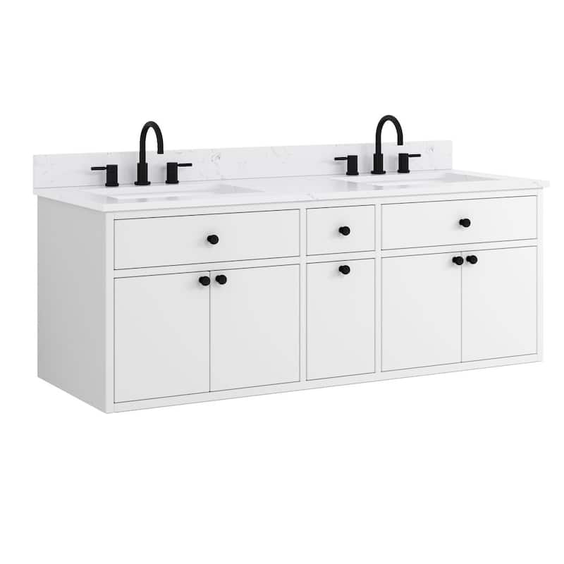 Avanity Paisley 60 in. Double Sink Vanity with Cala White Engineered Top