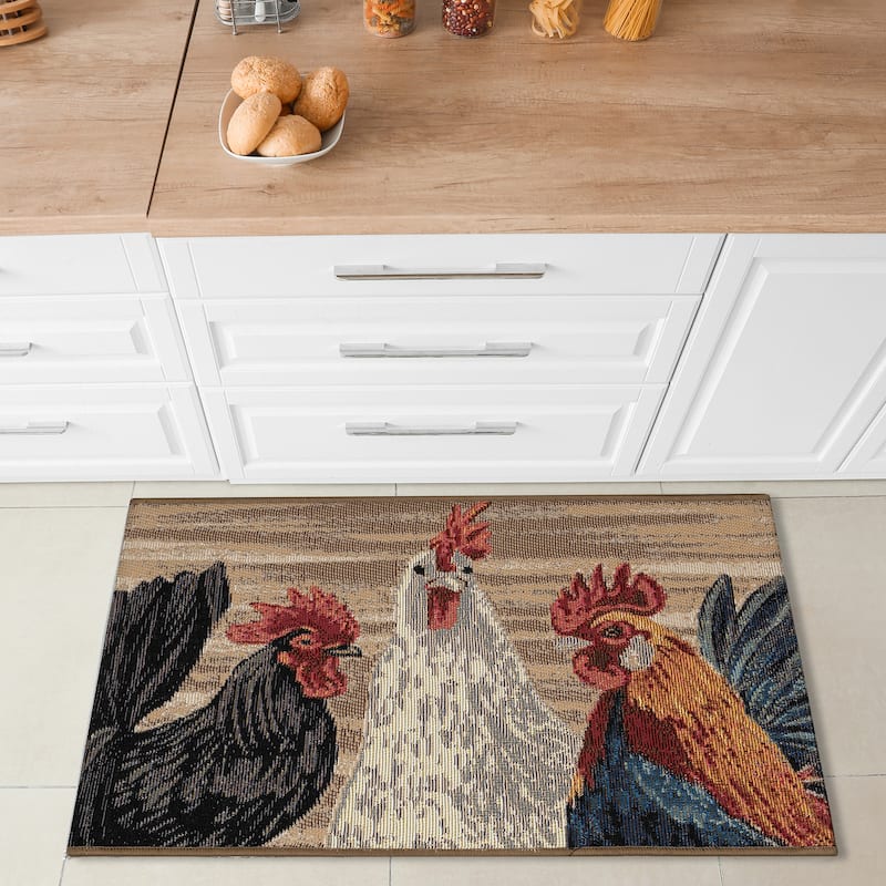 Liora Manne Esencia Three Roosters Indoor/Outdoor Mat