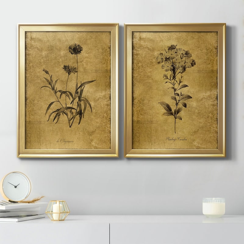 Gold Sketch Botanical I Premium Framed Print - Ready to Hang - Multi-Color