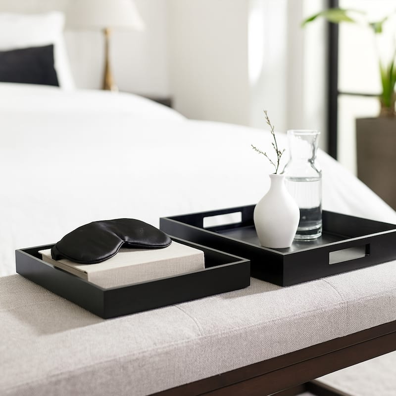 Wood Nesting Serving Trays Set of 2 - Black, 14" - 18.0"