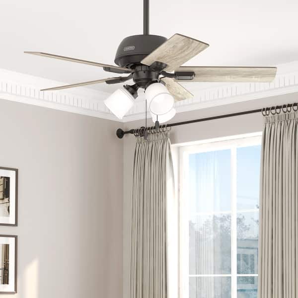 slide 2 of 14, Hunter 44" Crystal Peak Ceiling Fan with LED Light Kit and Pull Chain, Casual, Transitional Noble Bronze