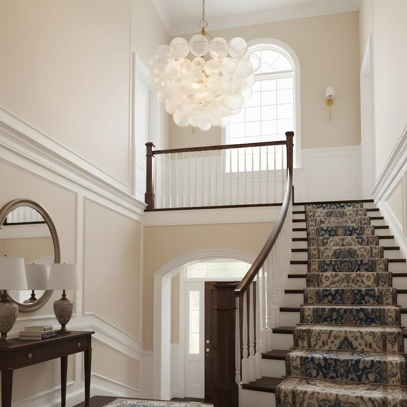 Gold Bubble Ball Chandelier, LED Pendant Light with Glass Globes