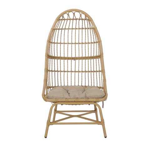 Naclerio Wicker Outdoor Basket Chair with Cushion by Christopher Knight Home