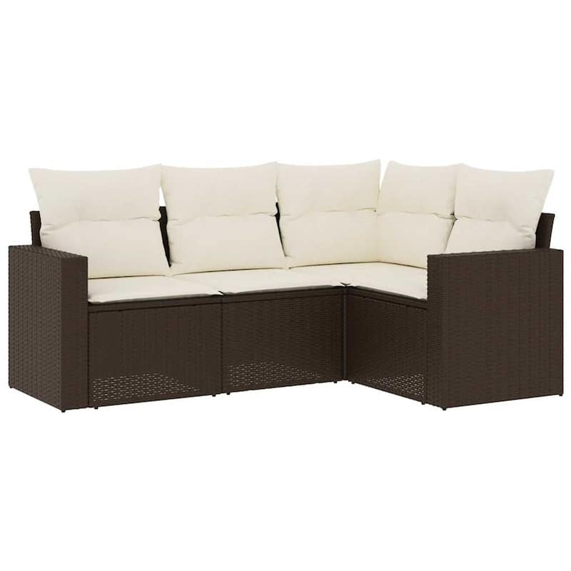 vidaXL Garden Sofa Set Brown, Cream White - 24.4 x 25.8 x 27.2