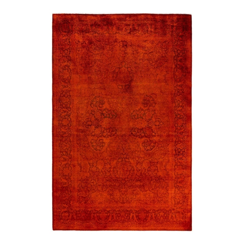 Fine Vibrance One-of-a-Kind Hand-Knotted Area Rug - Orange, 6' 3" x 9' 7" - 6' 3" x 9' 7"