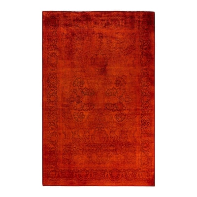 Fine Vibrance One-of-a-Kind Hand-Knotted Area Rug - Orange, 6' 3" x 9' 7" - 6' 3" x 9' 7"