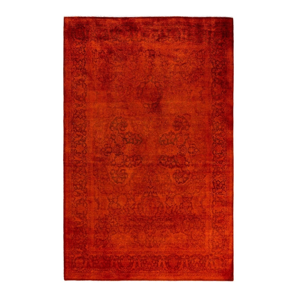 Fine Vibrance One-of-a-Kind Hand-Knotted Area Rug - Orange, 6' 3" x 9' 7" - 6' 3" x 9' 7"