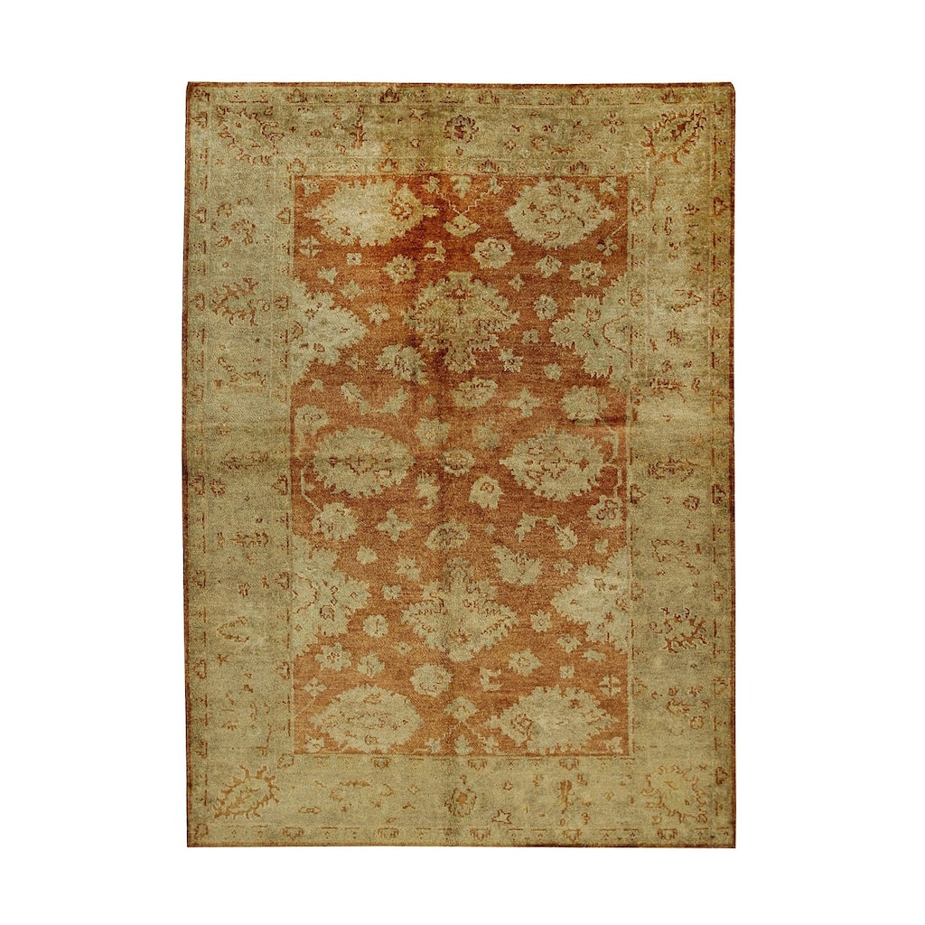 Red Handmade Wool Transitional Rug 8' x 10' - Hand Knotted Natural Dyes Soft Pile Cotton Foundation - N/A