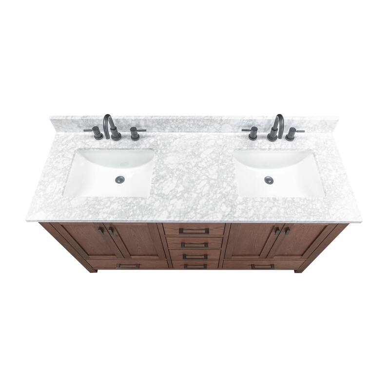 Avanity Modero 60 in. Double Sink Bathroom Vanity with Carrara Marble Top - 61"W x 22"D x 35"H
