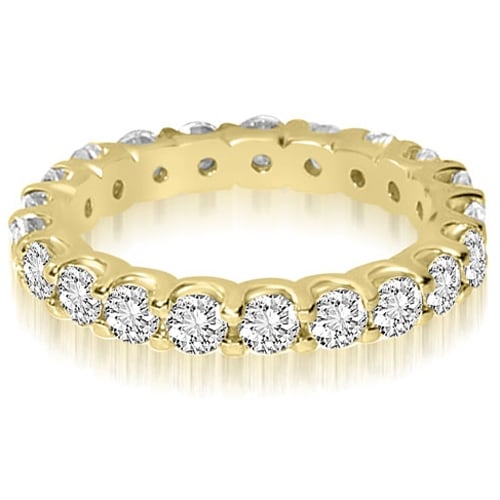 14K Yellow Gold 2.00 ct.tw Round Cut Shared Prong Diamond Eternity Wedding Band HI, SI1-2