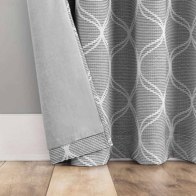 Sun Zero Tikal Woven Ogee Total Blackout Grommet 1-Piece Curtain Panel, Single Panel