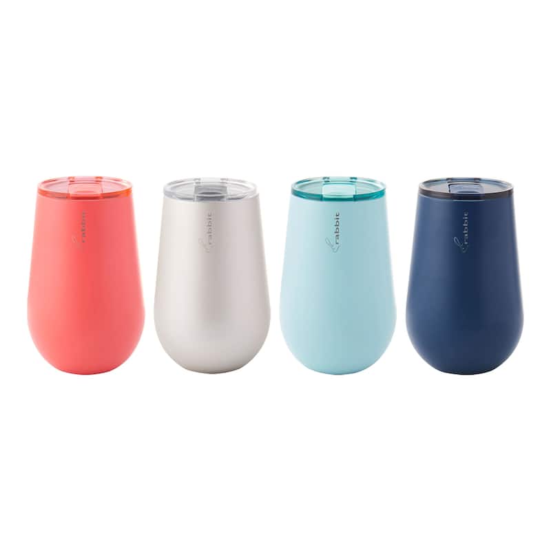 Rabbit Set of 4 Stainless Steel Tumblers - 12 oz - Multicolored