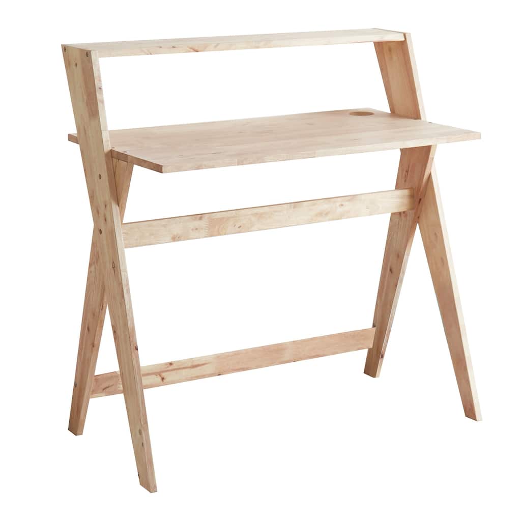 Modern Study Desk - Mid-Century Crisscross Desk - Small Space Desk - Natural Wood Finish - Home Office Desk