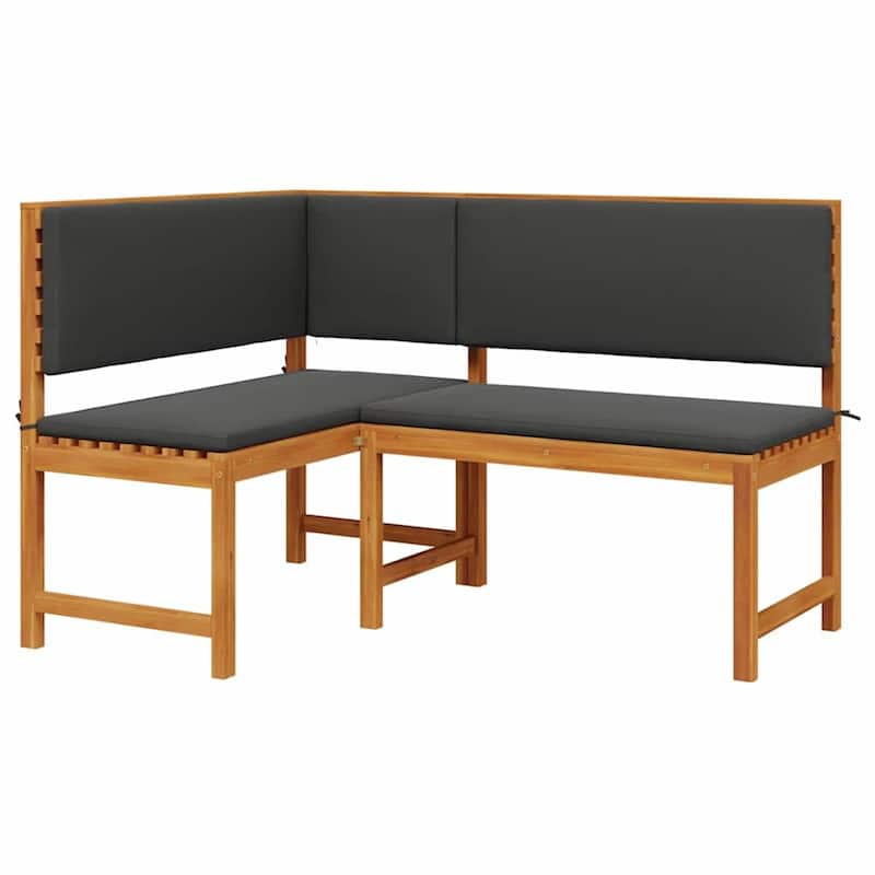 vidaXL Garden Corner Bench Brown 140 x 100 x 91cm Solid Acacia wood - 55.1 x 39.4 x 35.8