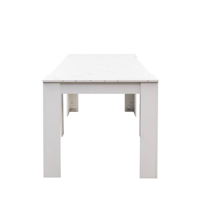 118.11" Multifunctional Extendable Rectangular Console Dining Table