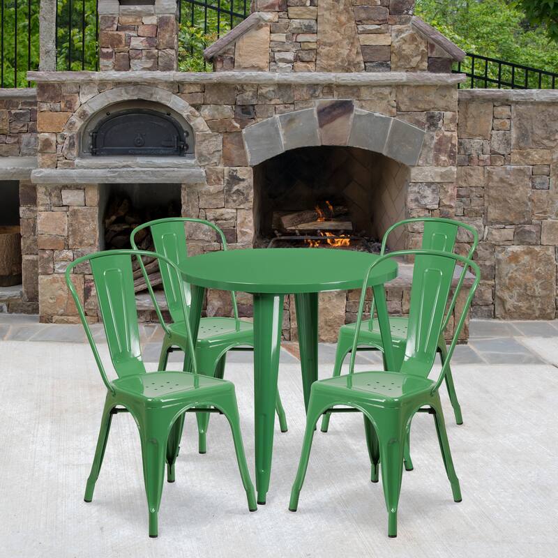 30-inch Round 5-piece Metal Indoor/ Outdoor Dining Set - Green