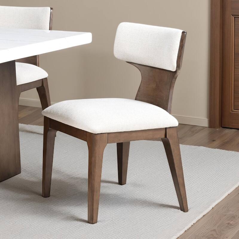 Curved Backrest Side Chairs Set Modern Brown Finish