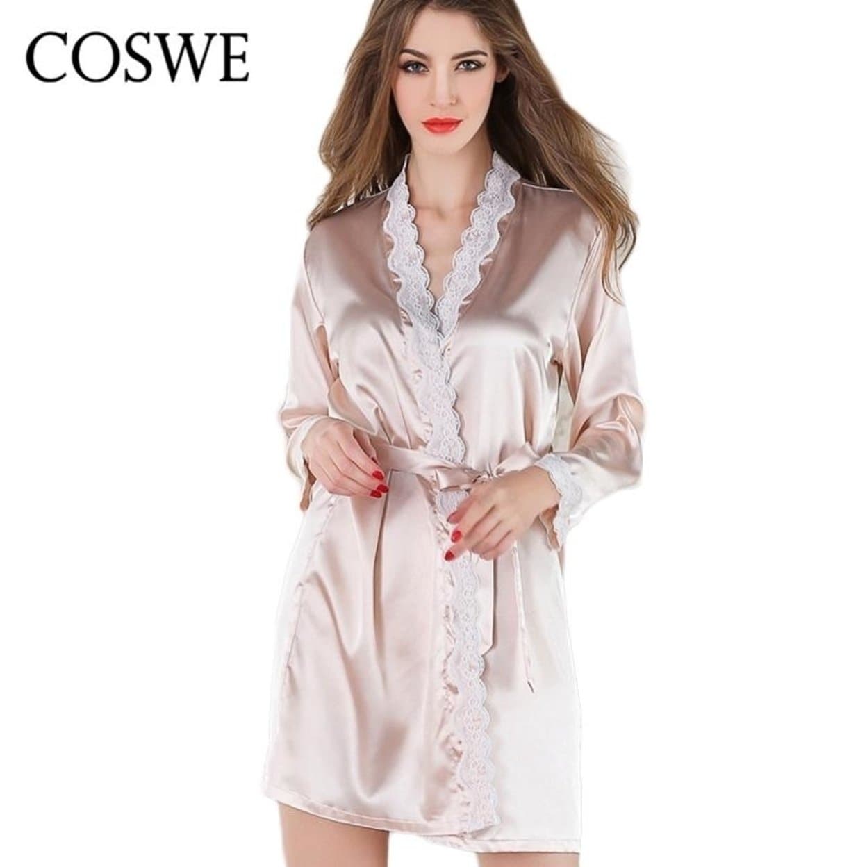 pink silk dressing gown