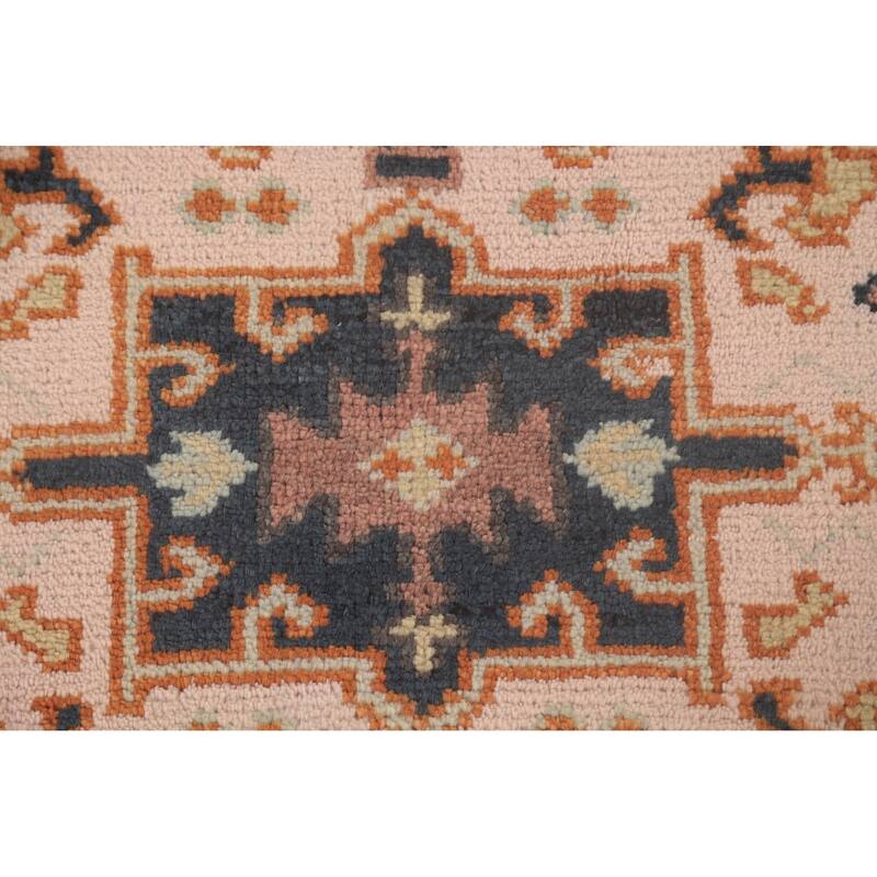 Geometric Pink Kazak Runner Rug Handmade Oriental Wool Carpet - 2'7"x 9'11"