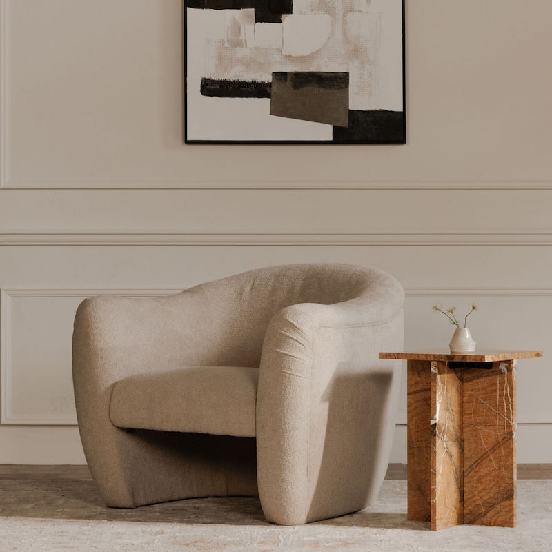 NADAAL STUDIOS Indra Accent Table, Square Rosso Levanto Marble, Indoor & Outdoor Use, Red