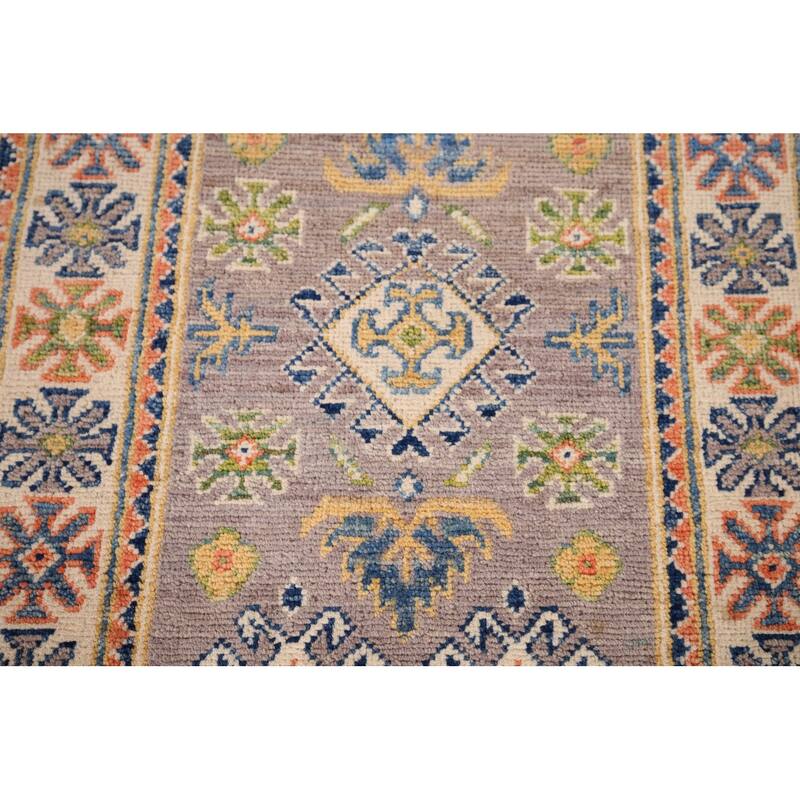 Geometric Kazak Accent Rug Handmade Oriental Wool Carpet - 2'1" x 2'10"